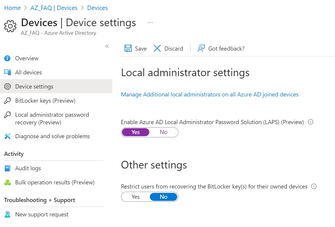 Figure Enable LAPS in Entra ID