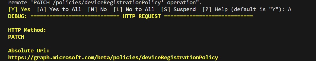 HTTP PATCH Method in Update-MgBetaPolicyDeviceRegistrationPolicy