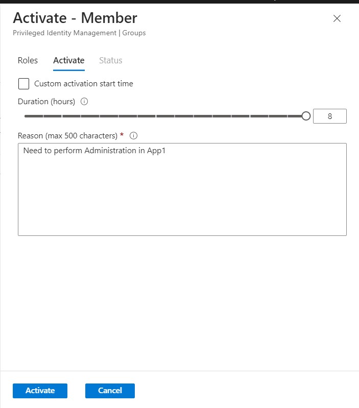 User A Role Activation in PIM  