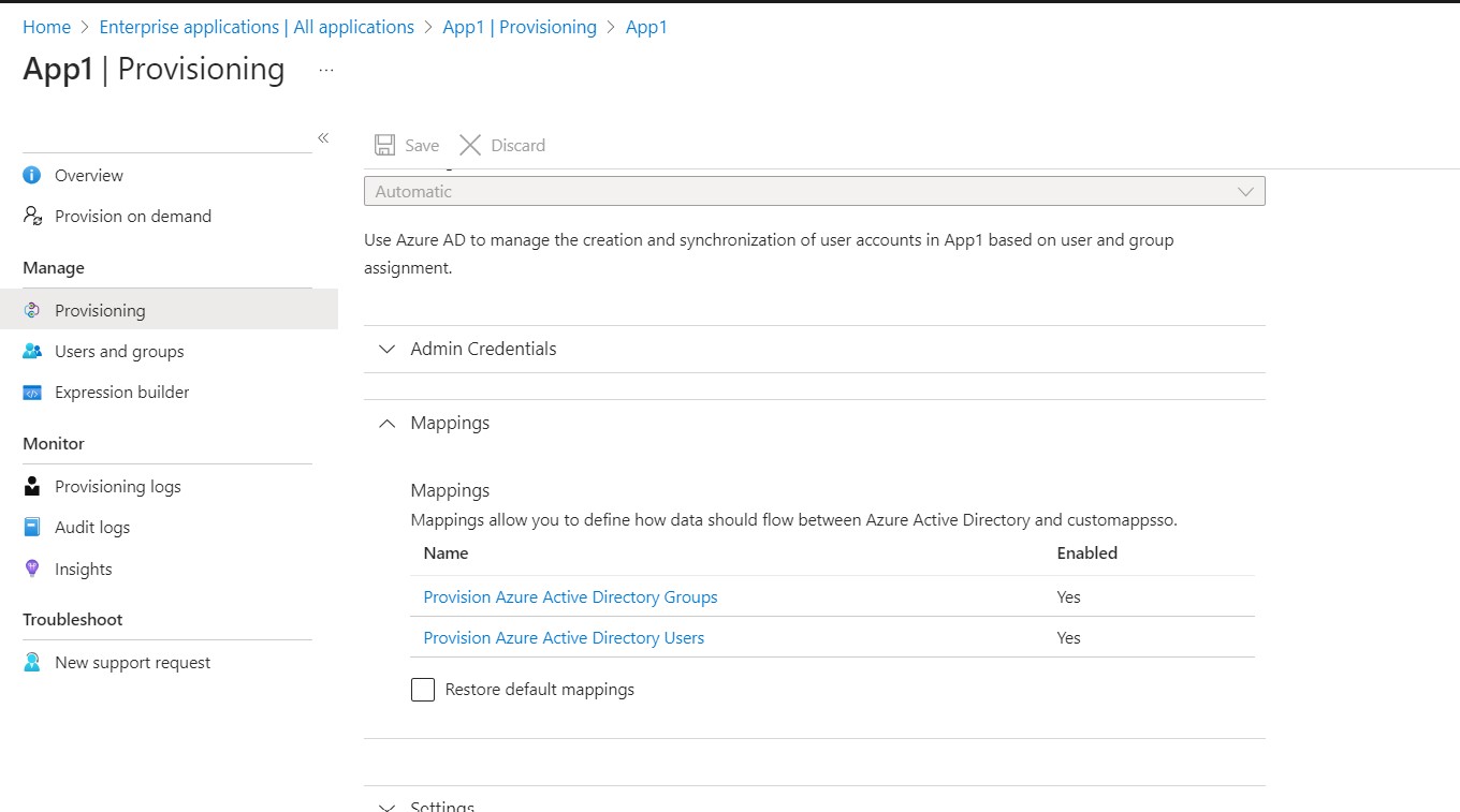 Provisioning Configuration in App1