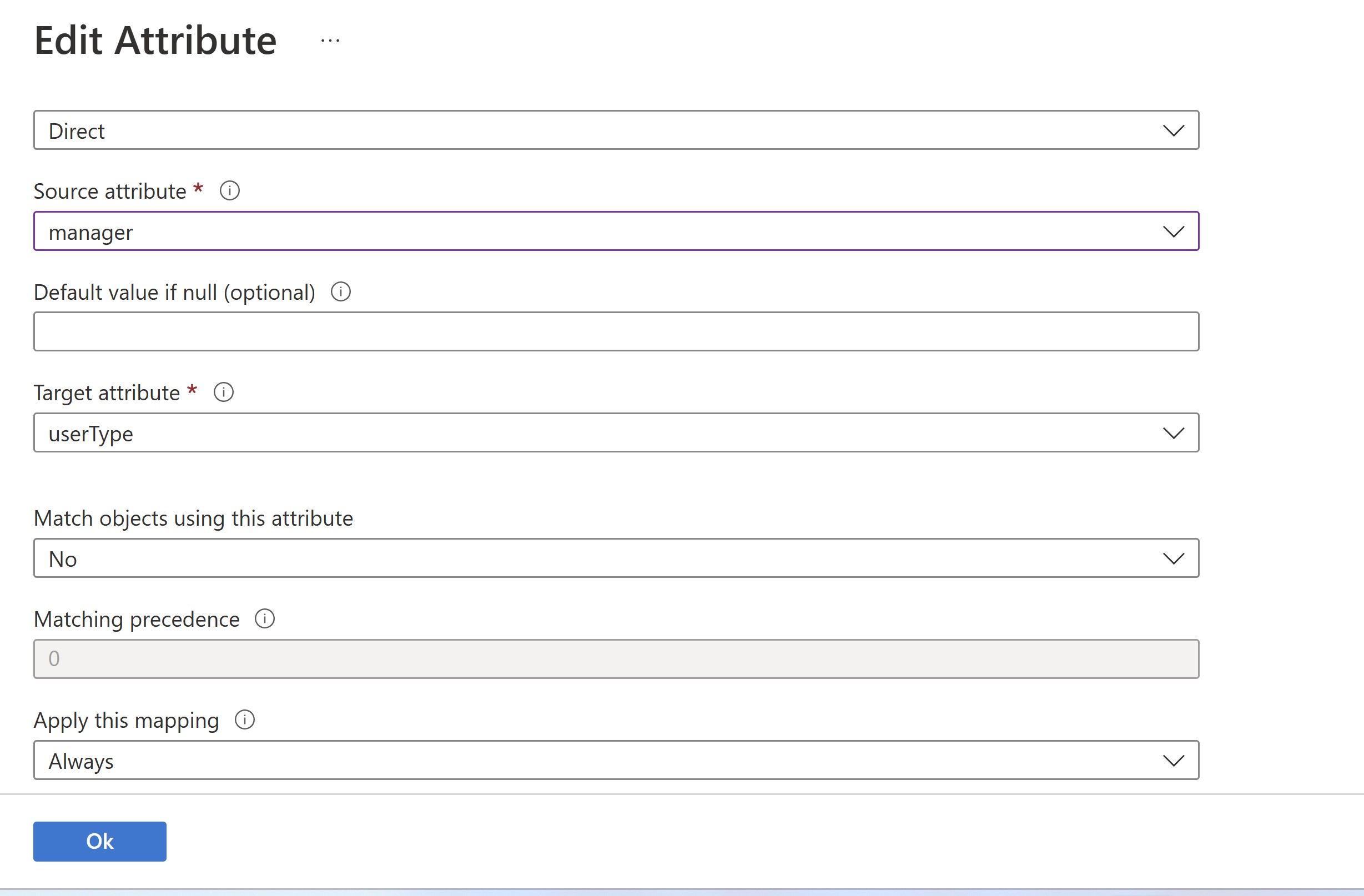 Screenshot of User Attribute Mapping.