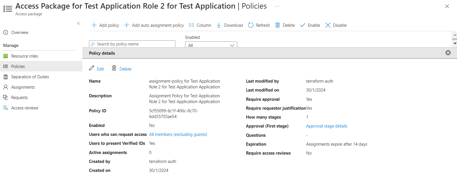 Access Package Policy