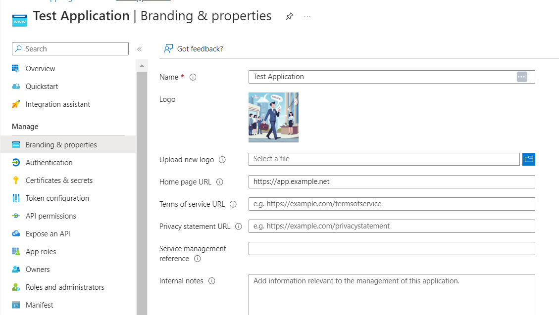 Application Registration Properties