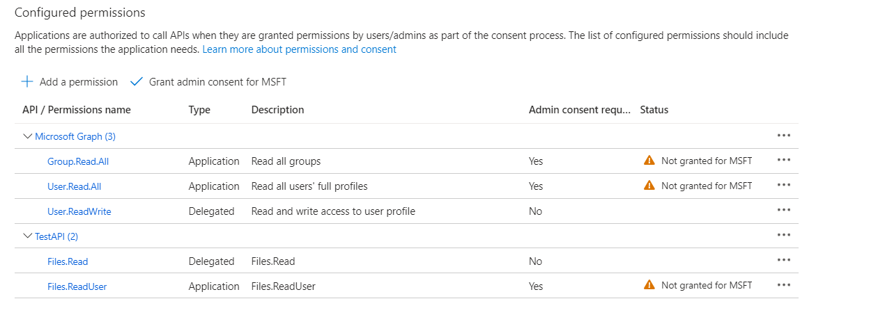 Application API Permissions